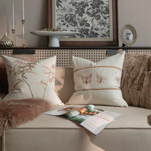 Embroidered Butterfly Pillow Covers, Modern Decorative Pillows for Bedroom, Decorative Pillow Arrangement Ideas for Couch, Large Decorative Throw Pillows for Living Room-HomePaintingDecor