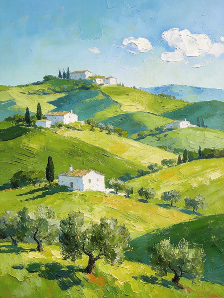 The Tuscan Spring Hills, Small Canvas Paintings, Oil Paintings On Canvas, Original Landscape Wall Art, Hand Painted Canvas Art, Heavy Texture Artwork-HomePaintingDecor