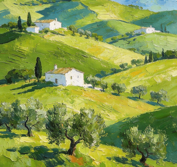 The Tuscan Spring Hills, Small Canvas Paintings, Oil Paintings On Canvas, Original Landscape Wall Art, Hand Painted Canvas Art, Heavy Texture Artwork-HomePaintingDecor
