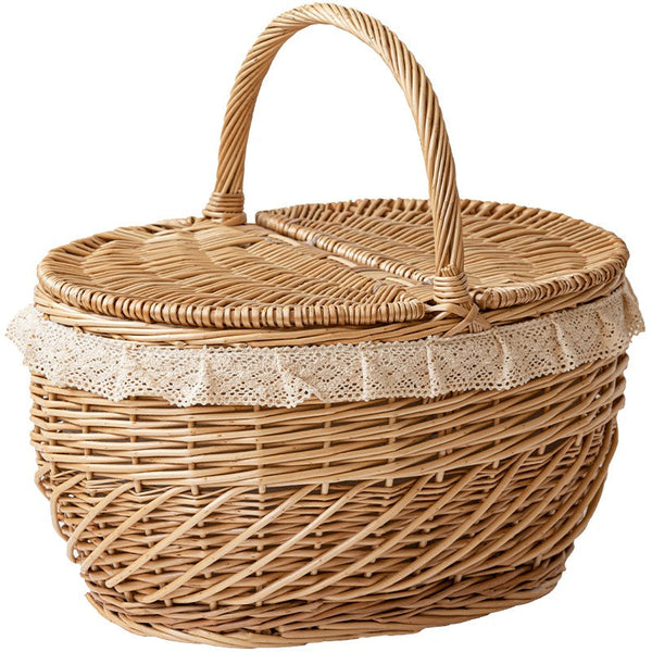 Extra Large Kitchen Storage Baskets, Picnic Storage Basket with Handle, Natural Hand-woven Wicker Storage Basket, Lovely Willow Weaving Baskets for Vegetable, Natural Fruit Storage Baskets-HomePaintingDecor