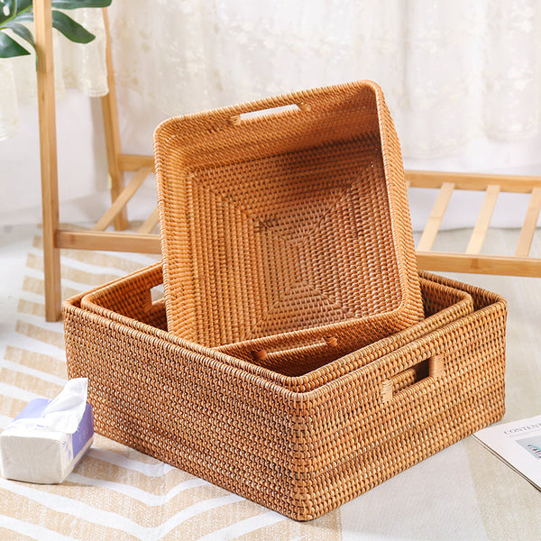 Extra Large Woven Baskets for Living Room, Storage Baskets for Clothes, Storage Baskets for Kitchen, Rectangular Storage Basket for Bedroom, Storage Baskets for Shelves-HomePaintingDecor
