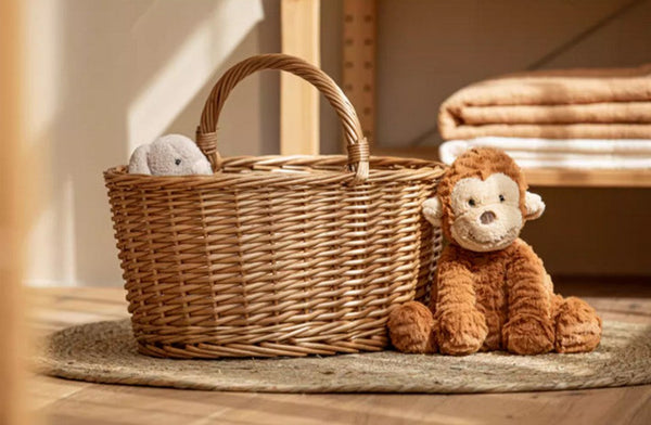 Small Picnic Storage Basket with Handle, Hand-woven Wicker Storage Basket, Willow Weaving Baskets for Vegetable, Natural Fruit Basket, Kitchen Storage Baskets-HomePaintingDecor