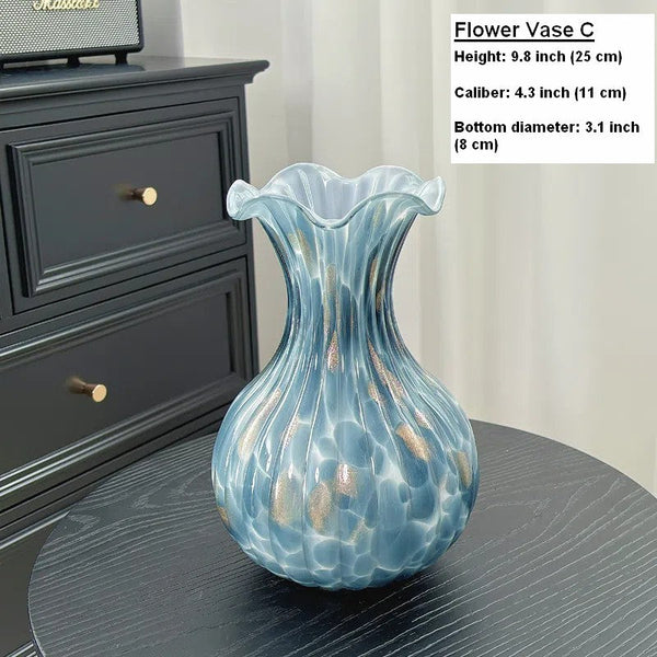 Modern Glass Bud Vases, Centerpiece Vases on Table, Handmade Liuli Vases, Color Glaze Vase, Contemporary Vases for Modern Home Decor-HomePaintingDecor
