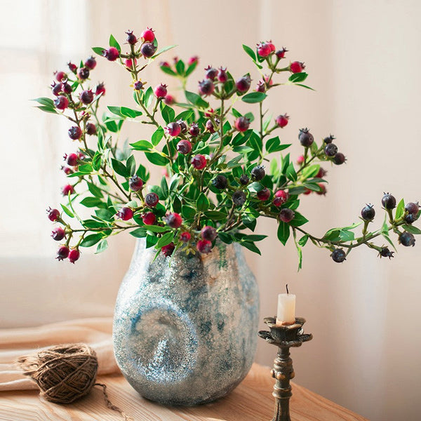 Simple Artificial Flowers for Living Room, Blueberry Fruit Branch, Flower Arrangement Ideas for Home Decoration, Spring Artificial Floral for Bedroom-HomePaintingDecor