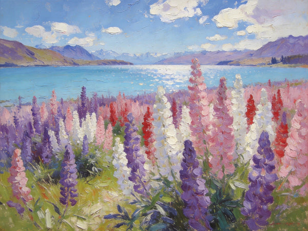 Original Landscape Paintings, Buy Painting Online, New Zealand's Mountain Lake Bliss, Small Oil Paintings, Hand Painted Canvas Art, Heavy Texture Artwork-HomePaintingDecor