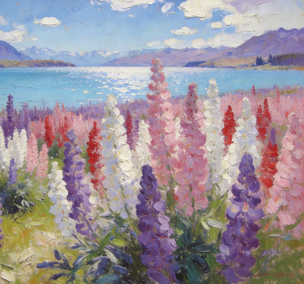 Original Landscape Paintings, Buy Painting Online, New Zealand's Mountain Lake Bliss, Small Oil Paintings, Hand Painted Canvas Art, Heavy Texture Artwork-HomePaintingDecor