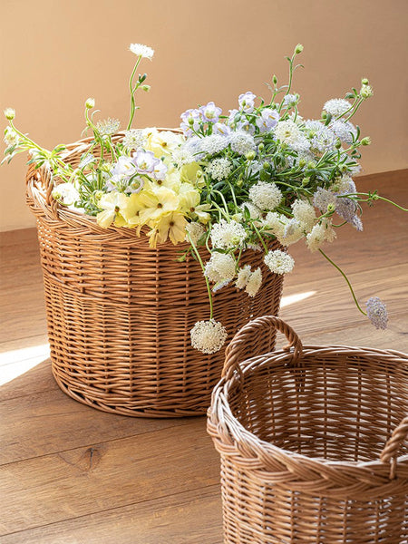 Round Storage Basket for Clothes, Natural Hand-woven Wicker Storage Basket for Clothes, Extra Large Kitchen Storage Baskets, Willow Weaving Baskets for Clothes-HomePaintingDecor