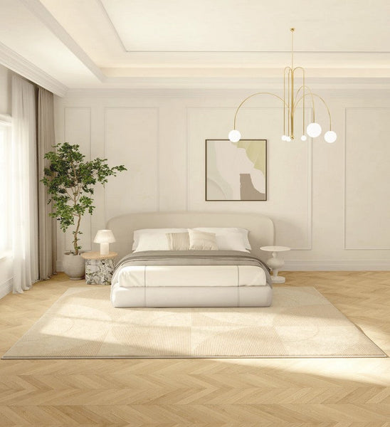 Modern Rugs under Sofa, Abstract Contemporary Rugs for Bedroom, Dining Room Floor Rugs, Modern Rugs for Office, Large Cream Color Rugs in Living Room-HomePaintingDecor