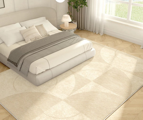 Modern Rugs under Sofa, Abstract Contemporary Rugs for Bedroom, Dining Room Floor Rugs, Modern Rugs for Office, Large Cream Color Rugs in Living Room-HomePaintingDecor