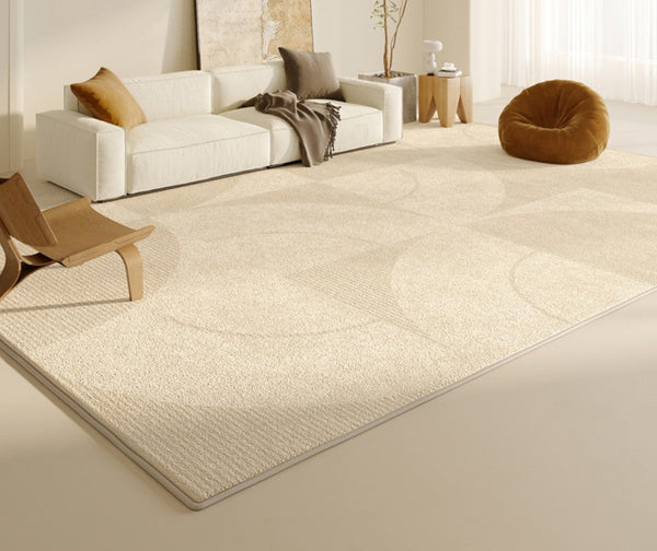 Modern Rugs under Sofa, Abstract Contemporary Rugs for Bedroom, Dining Room Floor Rugs, Modern Rugs for Office, Large Cream Color Rugs in Living Room-HomePaintingDecor