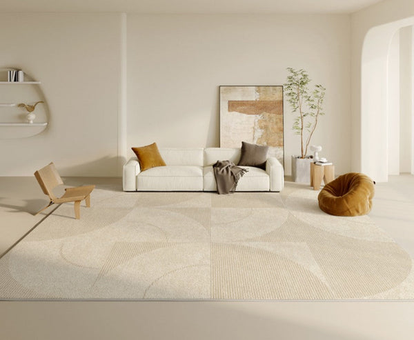 Abstract Contemporary Rugs for Bedroom, Dining Room Floor Rugs, Modern Rugs for Office, Large Cream Color Rugs in Living Room, Modern Rugs under Sofa-HomePaintingDecor