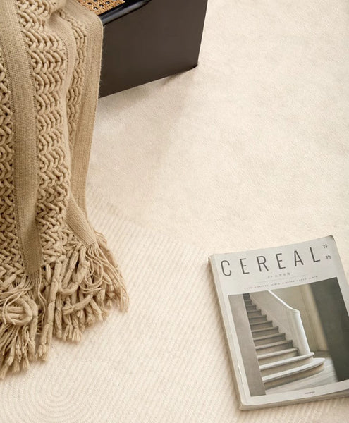 Modern Rugs under Sofa, Abstract Contemporary Rugs for Bedroom, Dining Room Floor Rugs, Modern Rugs for Office, Large Cream Color Rugs in Living Room-HomePaintingDecor