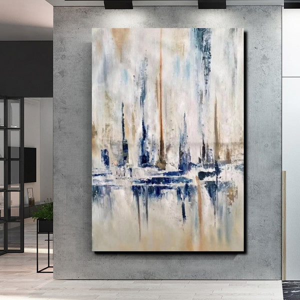 Abstract Sail Boat Painting, Large Wall Art for Living Room, Acrylic Canvas Paintings, Modern Wall Art Paintings, Contemporary Painting-HomePaintingDecor