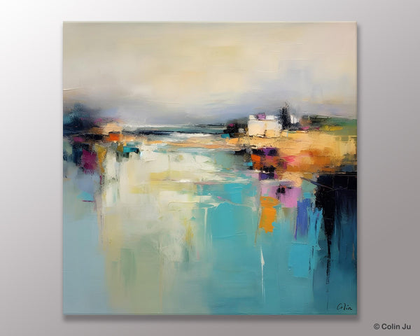 Abstract Landscape Painting on Canvas, Extra Large Original Artwork, Large Paintings for Bedroom, Oversized Contemporary Wall Art Paintings-HomePaintingDecor