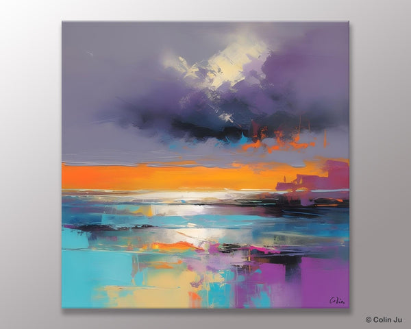 Huge Painting for Living Room, Original Landscape Canvas Art, Contemporary Oil Painting on Canvas, Oversized Landscape Wall Art Paintings-HomePaintingDecor