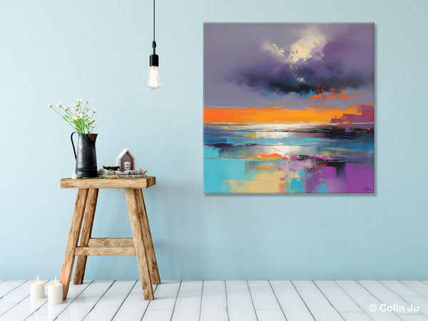 Huge Painting for Living Room, Original Landscape Canvas Art, Contemporary Oil Painting on Canvas, Oversized Landscape Wall Art Paintings-HomePaintingDecor