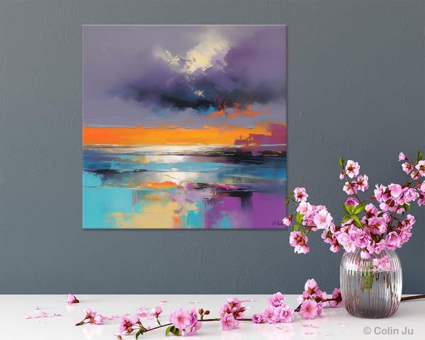 Huge Painting for Living Room, Original Landscape Canvas Art, Contemporary Oil Painting on Canvas, Oversized Landscape Wall Art Paintings-HomePaintingDecor