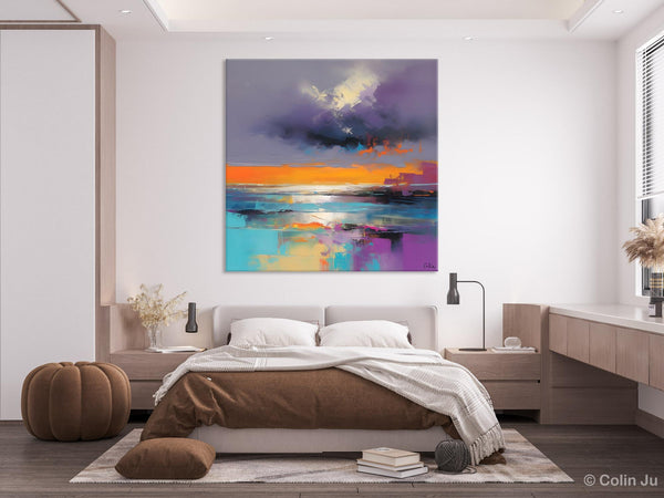 Huge Painting for Living Room, Original Landscape Canvas Art, Contemporary Oil Painting on Canvas, Oversized Landscape Wall Art Paintings-HomePaintingDecor