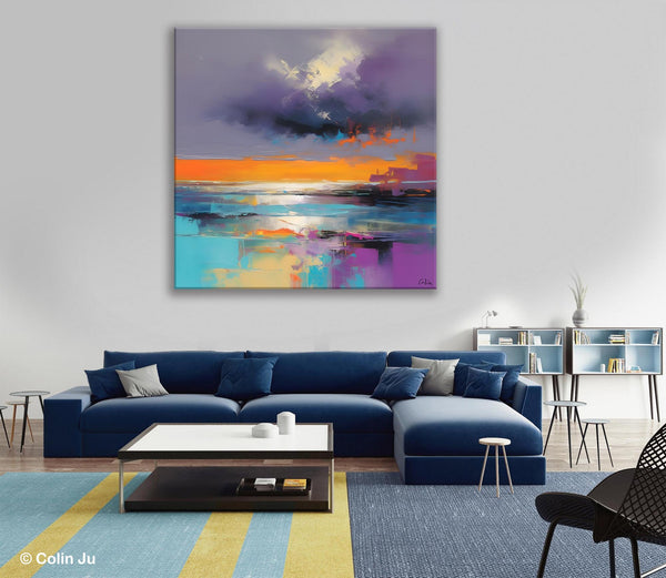 Huge Painting for Living Room, Original Landscape Canvas Art, Contemporary Oil Painting on Canvas, Oversized Landscape Wall Art Paintings-HomePaintingDecor