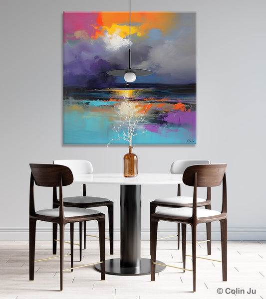 Contemporary Oil Painting on Canvas, Heavy Texture Canvas Art, Original Landscape Canvas Art, Oversized Landscape Wall Art Paintings-HomePaintingDecor