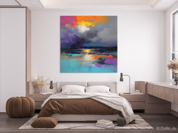 Contemporary Oil Painting on Canvas, Heavy Texture Canvas Art, Original Landscape Canvas Art, Oversized Landscape Wall Art Paintings-HomePaintingDecor