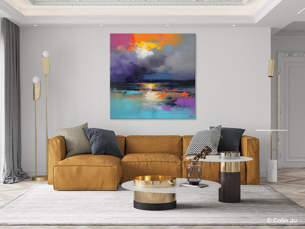 Contemporary Oil Painting on Canvas, Heavy Texture Canvas Art, Original Landscape Canvas Art, Oversized Landscape Wall Art Paintings-HomePaintingDecor