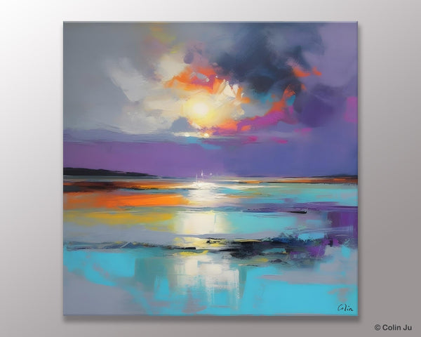 Large Abstract Painting for Living Room, Original Abstract Wall Art, Landscape Acrylic Art, Landscape Canvas Art, Hand Painted Canvas Art-HomePaintingDecor