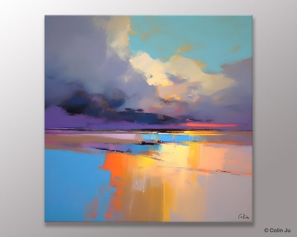Simple Modern Art, Original Landscape Wall Art, Landscape Oil Paintings, Landscape Canvas Art, Abstract Landscape Painting for Living Room-HomePaintingDecor