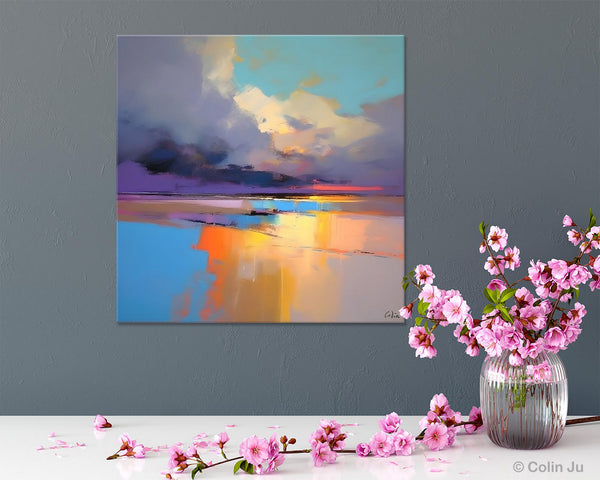 Simple Modern Art, Original Landscape Wall Art, Landscape Oil Paintings, Landscape Canvas Art, Abstract Landscape Painting for Living Room-HomePaintingDecor