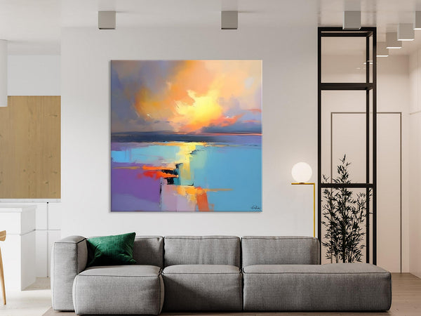 Canvas Painting for Living Room, Original Modern Wall Art Painting, Abstract Landscape Paintings, Oversized Contemporary Abstract Artwork-HomePaintingDecor