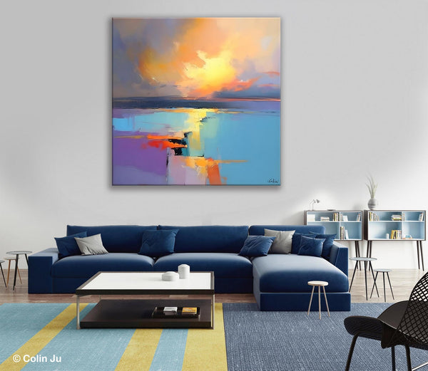 Canvas Painting for Living Room, Original Modern Wall Art Painting, Abstract Landscape Paintings, Oversized Contemporary Abstract Artwork-HomePaintingDecor