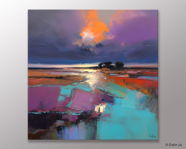 Canvas Painting for Living Room, Original Modern Wall Art Painting, Abstract Landscape Paintings, Oversized Contemporary Abstract Artwork-HomePaintingDecor
