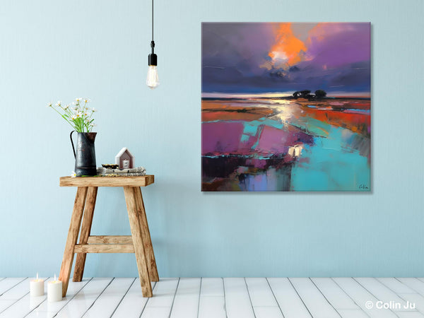 Canvas Painting for Living Room, Original Modern Wall Art Painting, Abstract Landscape Paintings, Oversized Contemporary Abstract Artwork-HomePaintingDecor