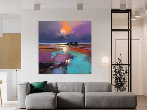 Canvas Painting for Living Room, Original Modern Wall Art Painting, Abstract Landscape Paintings, Oversized Contemporary Abstract Artwork-HomePaintingDecor