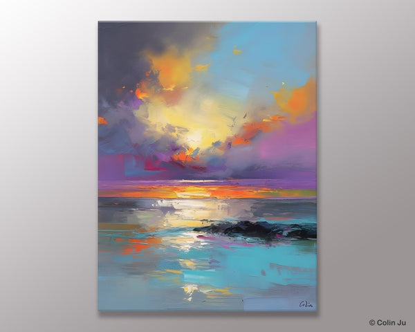 Oil Painting on Canvas, Extra Large Modern Wall Art, Landscape Canvas Paintings for Dining Room, Original Landscape Abstract Painting-HomePaintingDecor