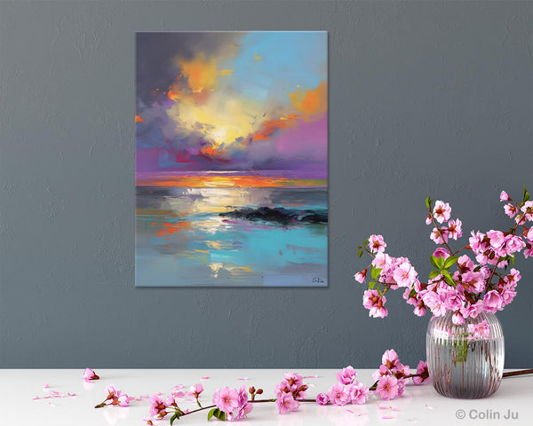 Oil Painting on Canvas, Extra Large Modern Wall Art, Landscape Canvas Paintings for Dining Room, Original Landscape Abstract Painting-HomePaintingDecor
