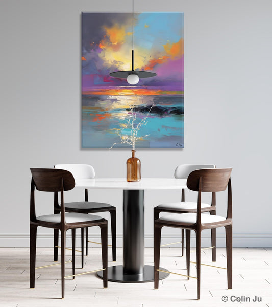 Oil Painting on Canvas, Extra Large Modern Wall Art, Landscape Canvas Paintings for Dining Room, Original Landscape Abstract Painting-HomePaintingDecor
