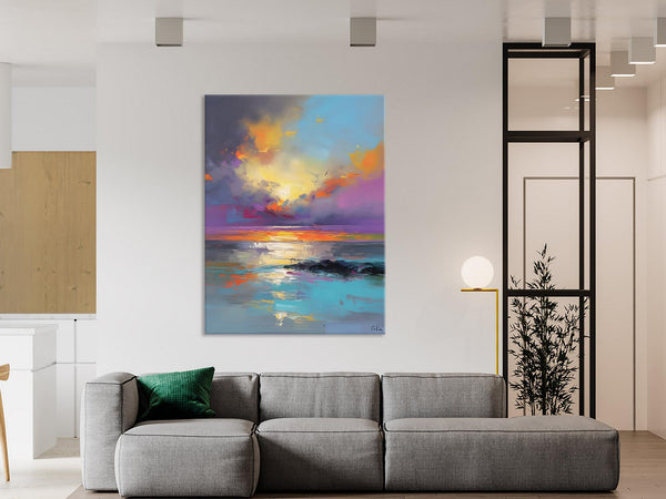 Oil Painting on Canvas, Extra Large Modern Wall Art, Landscape Canvas Paintings for Dining Room, Original Landscape Abstract Painting-HomePaintingDecor