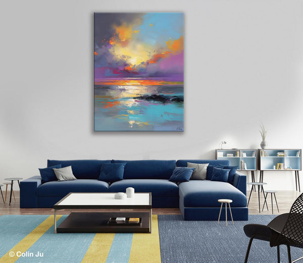 Oil Painting on Canvas, Extra Large Modern Wall Art, Landscape Canvas Paintings for Dining Room, Original Landscape Abstract Painting-HomePaintingDecor