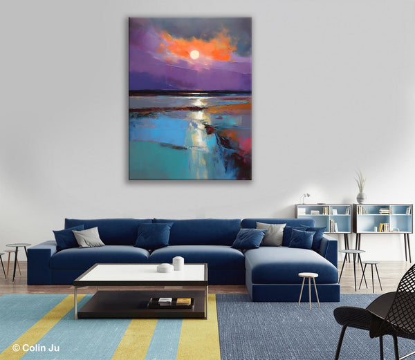 Extra Large Modern Wall Art, Landscape Canvas Paintings for Dining Room, Oil Painting on Canvas, Original Landscape Abstract Painting-HomePaintingDecor