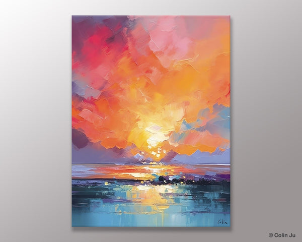 Palette Knife Canvas Art, Modern Landscape Paintings, Oversized Contemporary Canvas Paintings, Extra Large Canvas Painting for Living Room-HomePaintingDecor