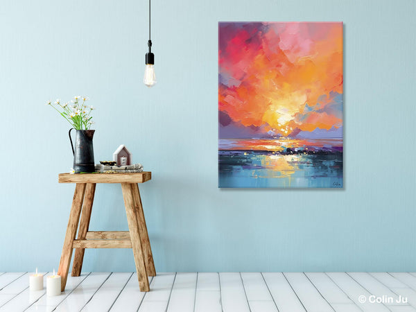 Palette Knife Canvas Art, Modern Landscape Paintings, Oversized Contemporary Canvas Paintings, Extra Large Canvas Painting for Living Room-HomePaintingDecor