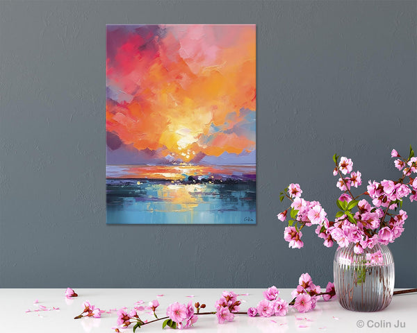 Palette Knife Canvas Art, Modern Landscape Paintings, Oversized Contemporary Canvas Paintings, Extra Large Canvas Painting for Living Room-HomePaintingDecor