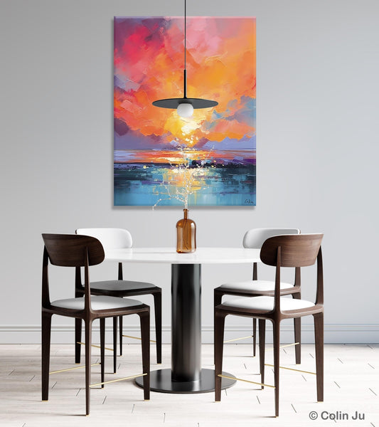 Palette Knife Canvas Art, Modern Landscape Paintings, Oversized Contemporary Canvas Paintings, Extra Large Canvas Painting for Living Room-HomePaintingDecor
