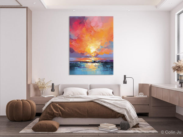 Palette Knife Canvas Art, Modern Landscape Paintings, Oversized Contemporary Canvas Paintings, Extra Large Canvas Painting for Living Room-HomePaintingDecor
