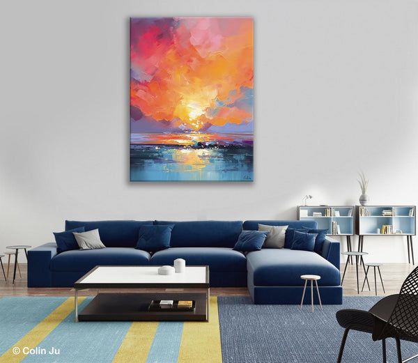 Palette Knife Canvas Art, Modern Landscape Paintings, Oversized Contemporary Canvas Paintings, Extra Large Canvas Painting for Living Room-HomePaintingDecor