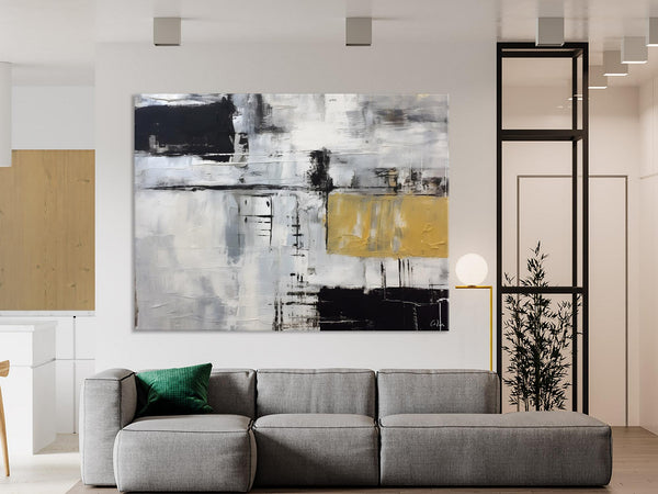 Black Abstract Acrylic Paintings, Large Paintings for Bedroom, Simple Modern Art, Original Canvas Paintings, Contemporary Canvas Paintings-HomePaintingDecor