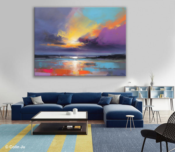 Landscape Painting on Canvas, Hand Painted Canvas Art, Abstract Landscape Artwork, Contemporary Wall Art Paintings, Extra Large Original Art-HomePaintingDecor