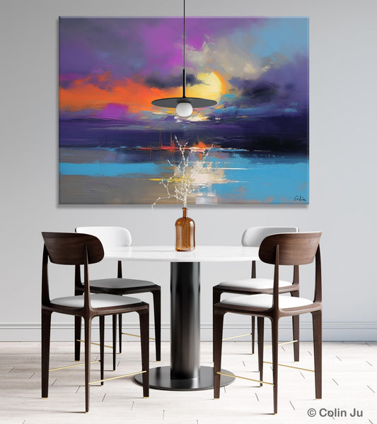 Abstract Landscape Painting, Sunset Painting, Large Landscape Painting for Living Room, Bedroom Wall Art Ideas, Modern Paintings for Dining Room-HomePaintingDecor