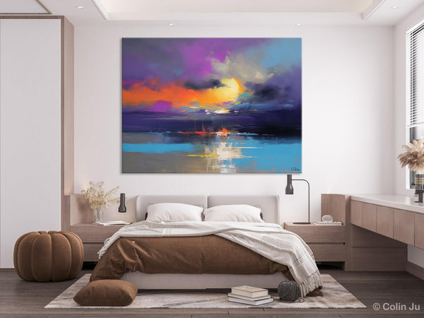 Abstract Landscape Painting, Sunset Painting, Large Landscape Painting for Living Room, Bedroom Wall Art Ideas, Modern Paintings for Dining Room-HomePaintingDecor